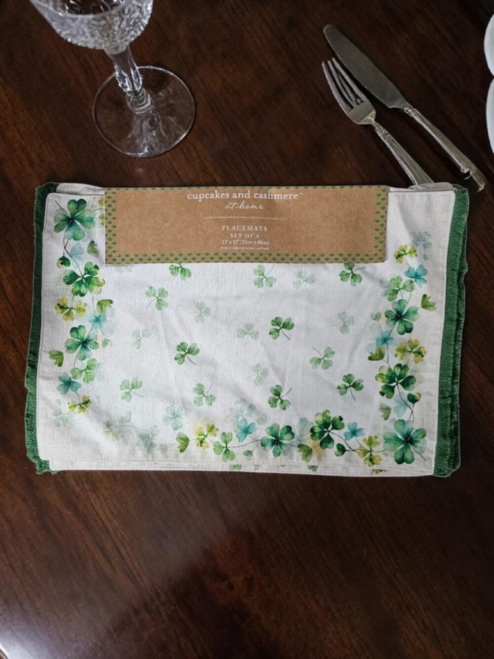 Cupcakes And Cashmere At Home Brand Clover Cloth Fringe Placemats New 13"X19"